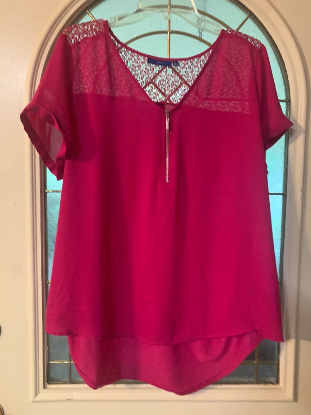 Women's XL Hot Pink Short Sleeve Blouse by Apartment 9